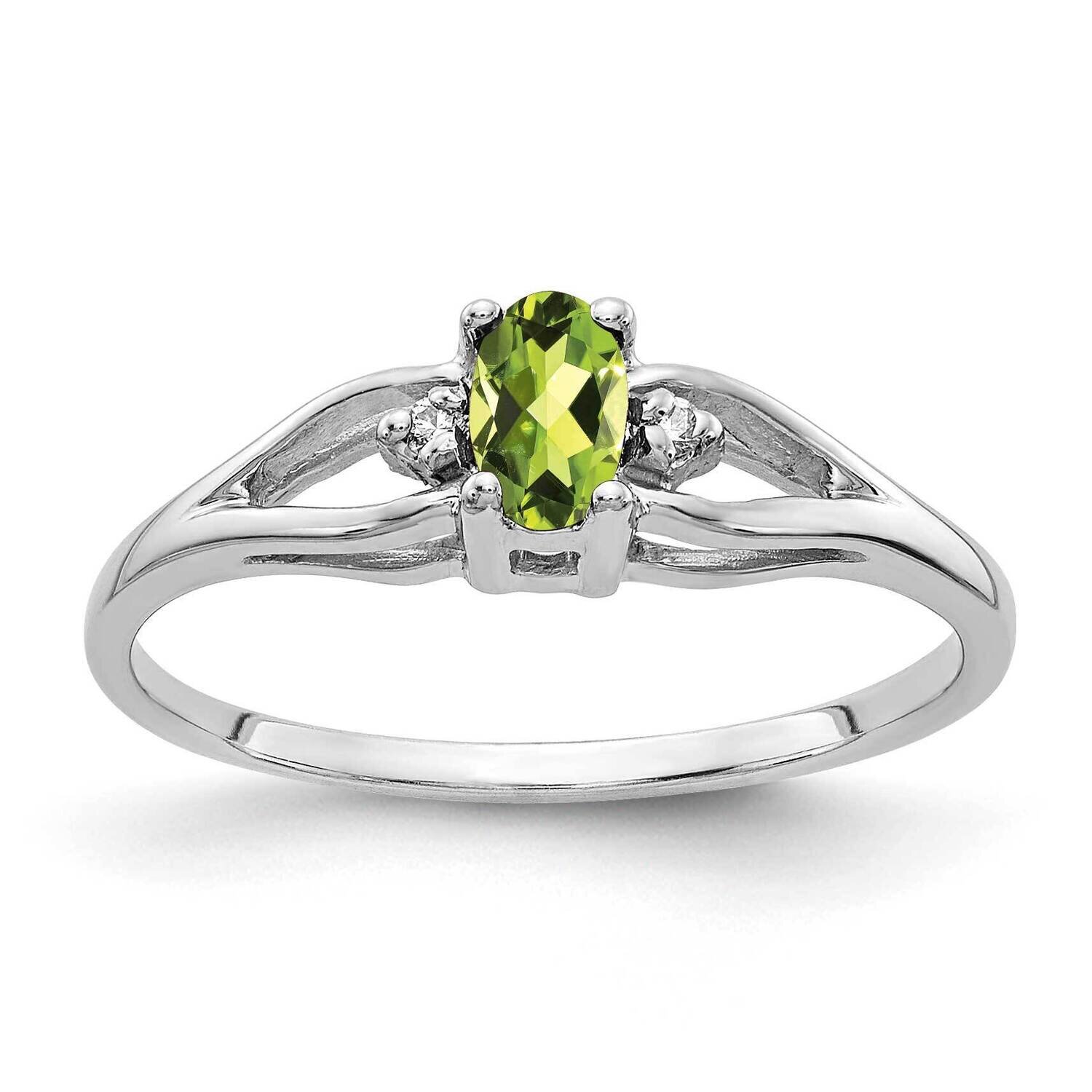 5x3mm Oval Peridot Aaa Diamond Ring 14k White Gold Y2080PE/AAA, MPN: Y2080PE_AA, 883957704807