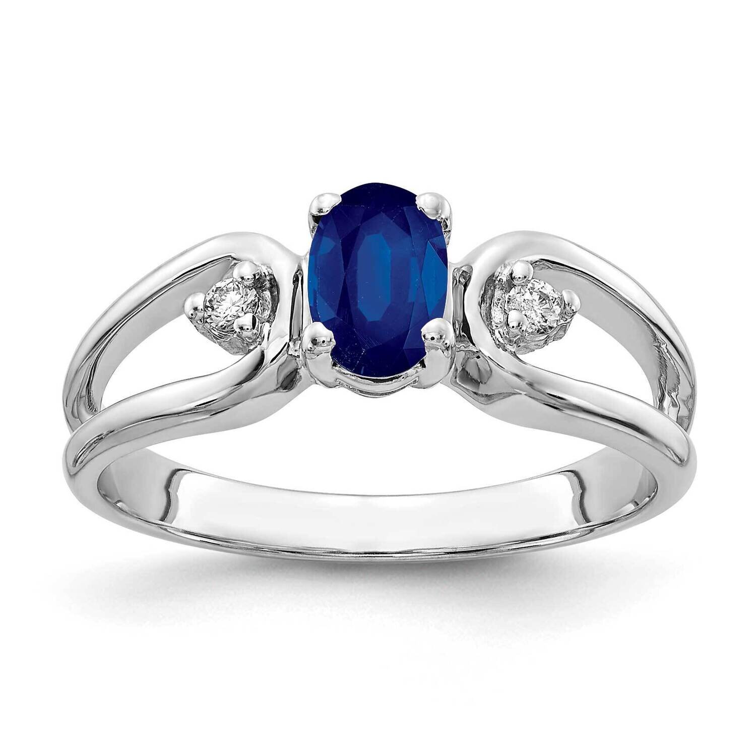 6x4mm Oval Sapphire Aaa Diamond Ring 14k White Gold Y2082S/AAA, MPN: Y2082S_AA, 883957709949