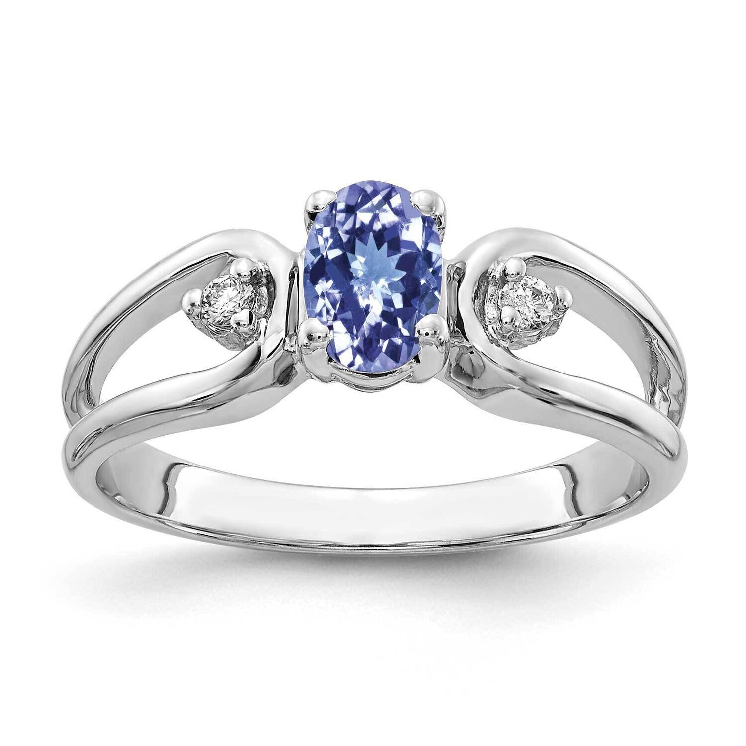 6x4mm Oval Tanzanite Aaa Diamond Ring 14k White Gold Y2082T/AAA, MPN: Y2082T_AA, 883957710495