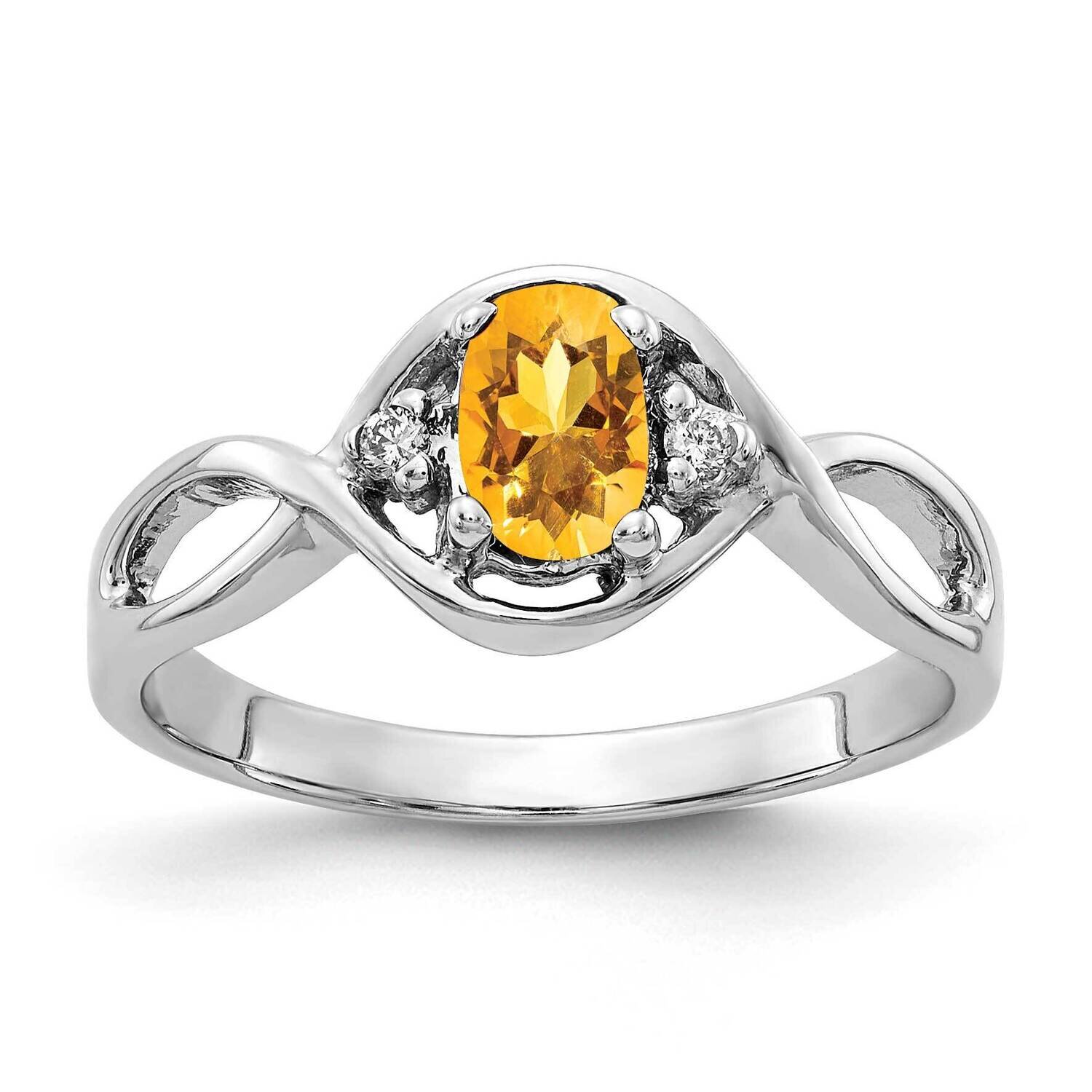 6x4mm Oval Citrine Checker Aa Diamond Ring 14k White Gold Y2086CC/AA, MPN: Y2086CI_AA, 883957706702