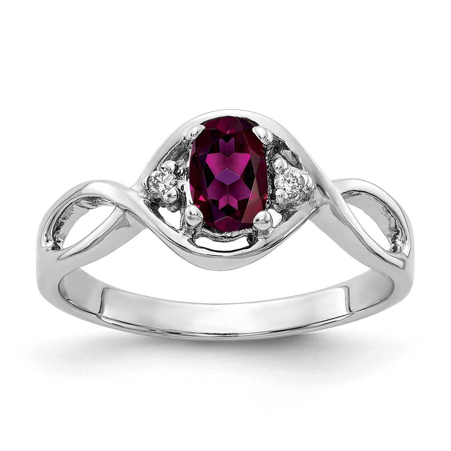 6x4mm Oval Rhodolite Garnet Aaa Diamond Ring 14k White Gold Y2086RG/AAA, MPN: Y2086RG_AA, 883957709…