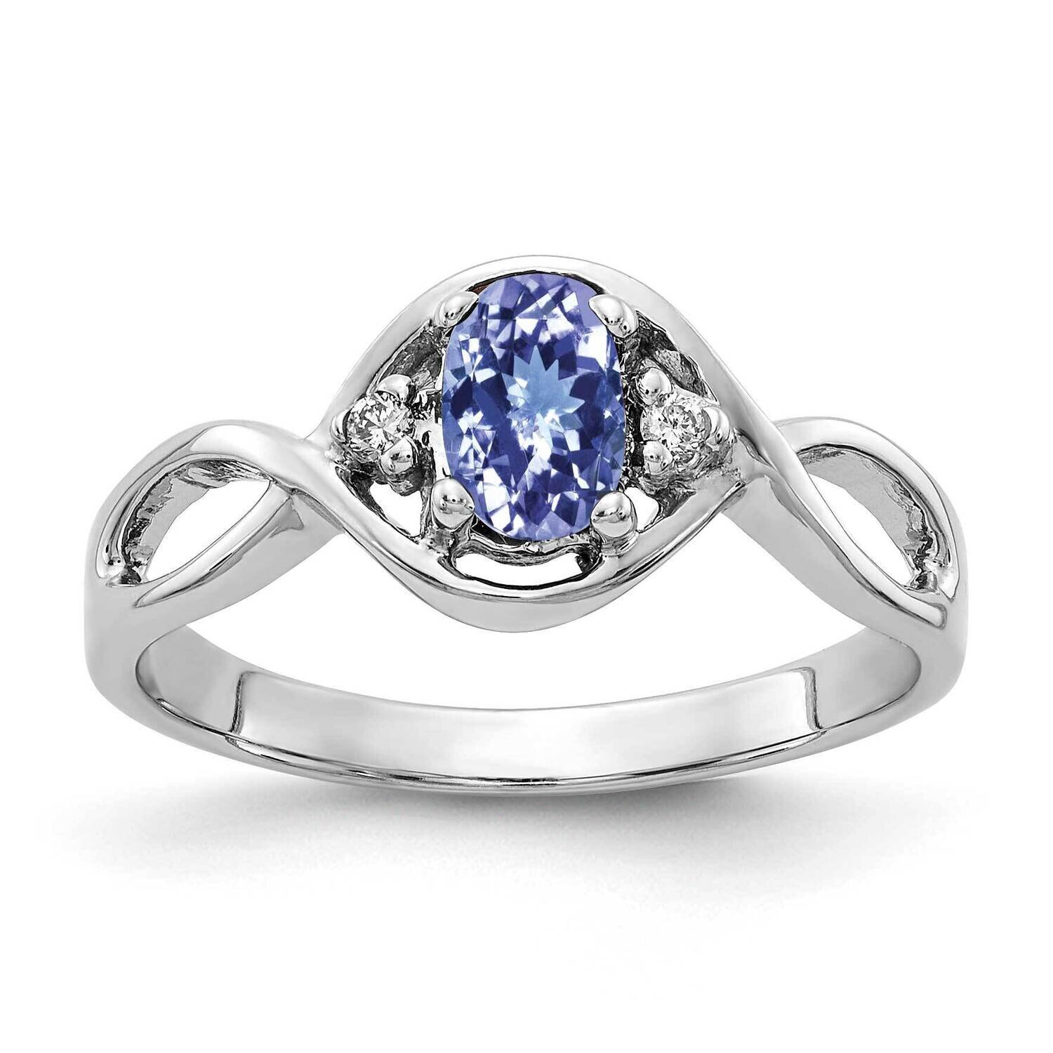 6x4mm Oval Tanzanite Aaa Diamond Ring 14k White Gold Y2086T/AAA, MPN: Y2086T_AA, 883957710587