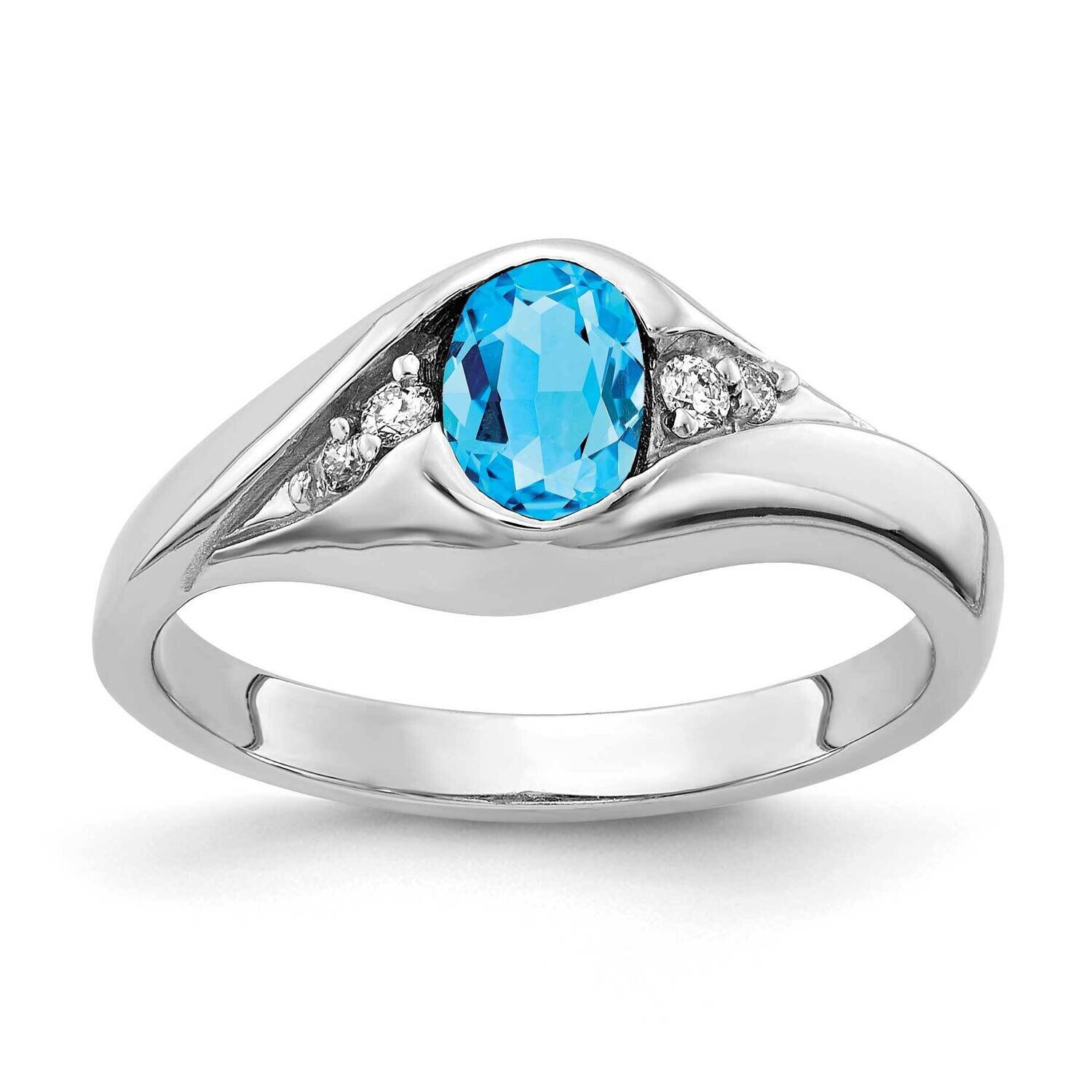 6x4mm Oval Blue Topaz Checker Aa Diamond Ring 14k White Gold Y2107BC/AA, MPN: Y2107BT_AA, 883957706…