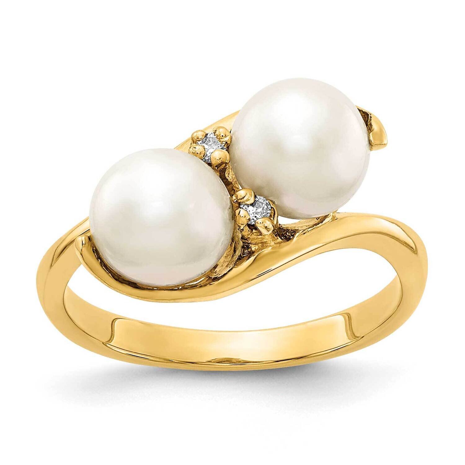 6mm Black Fw Cultured Pearl Aa Diamond Ring 14k Gold Y4366BP/AA, MPN: Y4366BP_AA, 883957087924