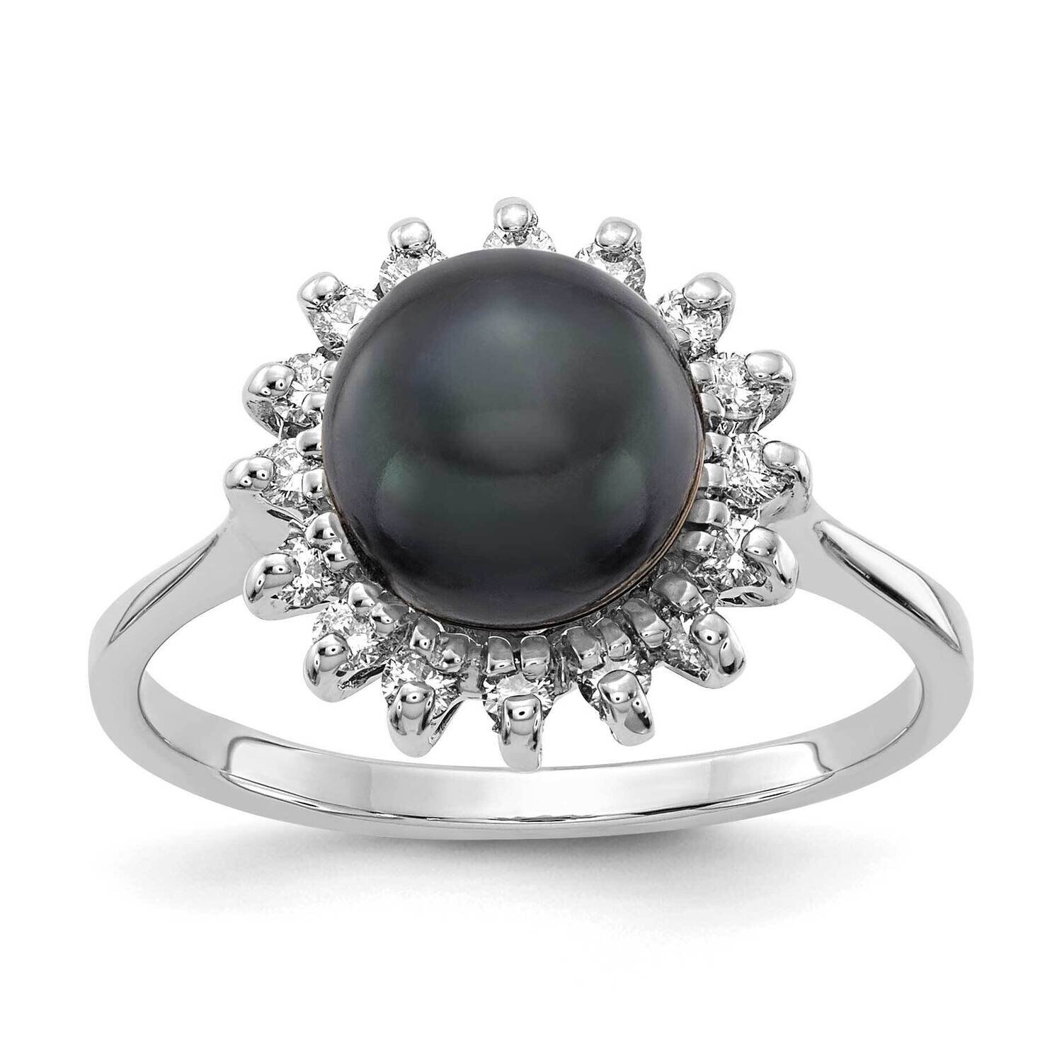 7.5mm Black Fw Cultured Pearl Aa Diamond Ring 14k White Gold Y4379BP/AA, MPN: Y4379BP_AA, 883957091…