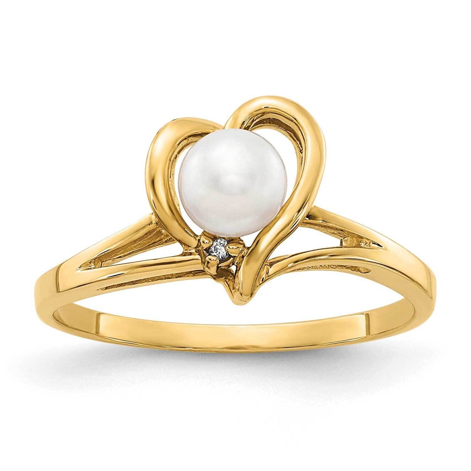 4.5mm Fw Cultured Pearl Aaa Diamond Ring 14k Gold Y4394PL/AAA, MPN: Y4394PL_AA, 883957099378