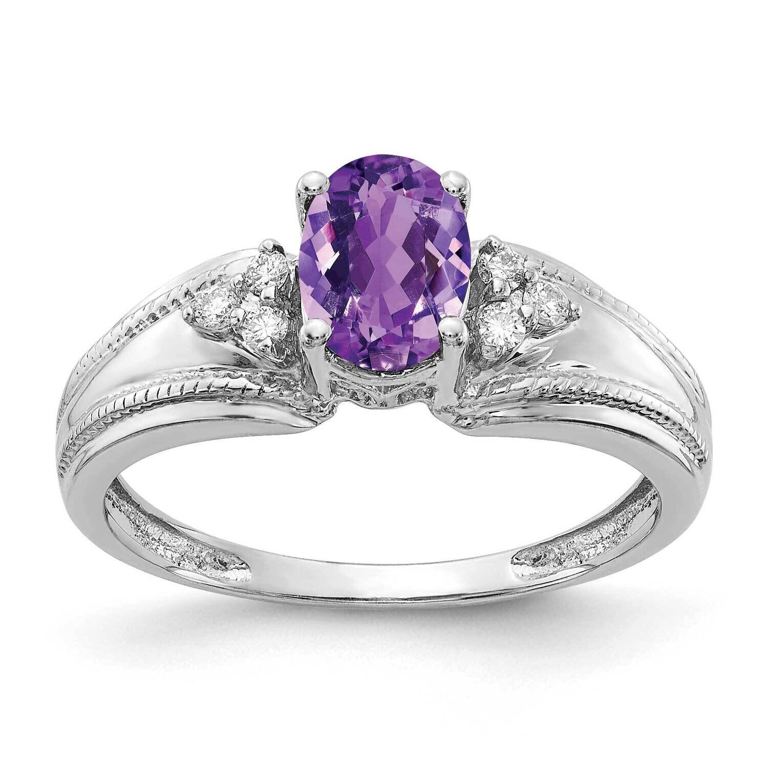 7x5mm Oval Amethyst Aaa Diamond Ring 14k White Gold Y4450AM/AAA, MPN: Y4450AM_AA, 883957393476