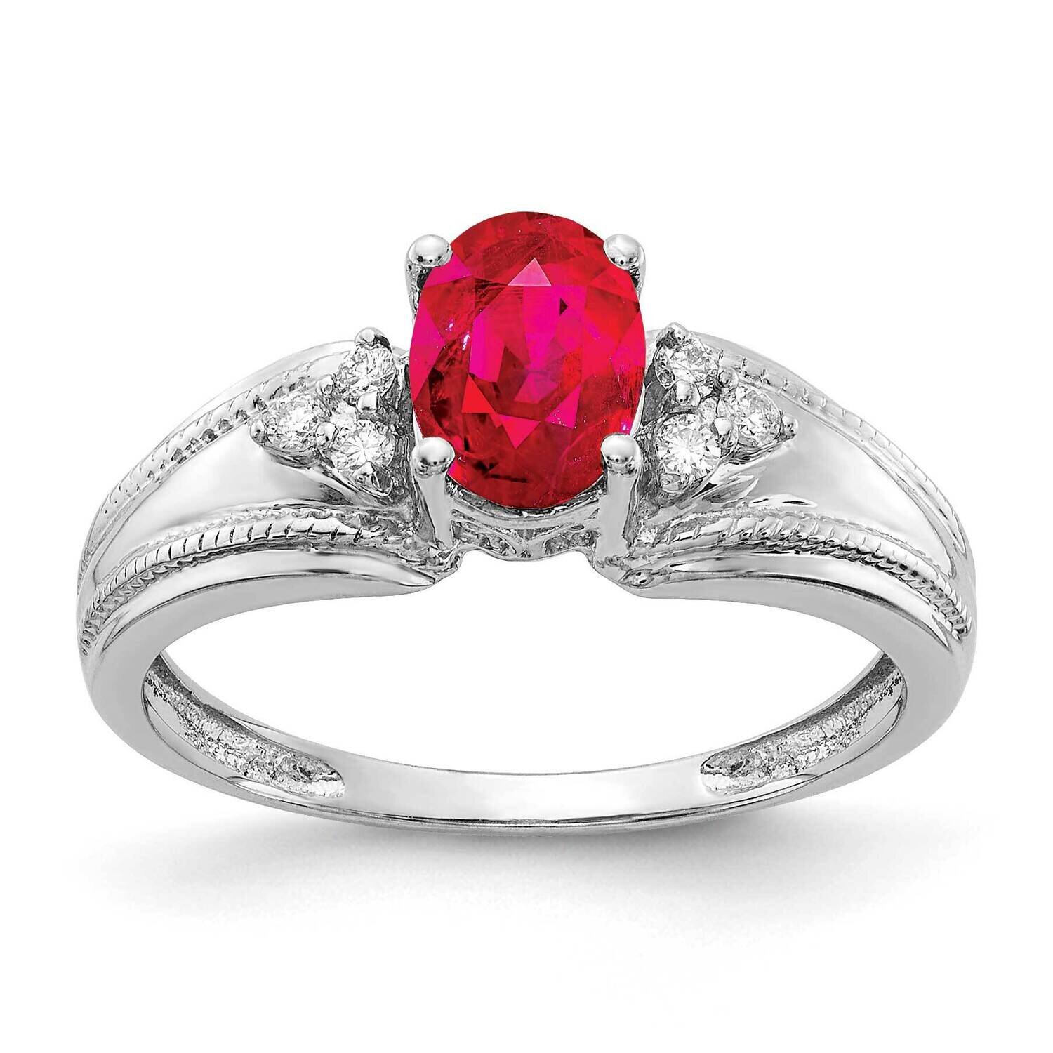 7x5mm Oval Ruby Aaa Diamond Ring 14k White Gold Y4450R/AAA, MPN: Y4450R_AA, 883957395500