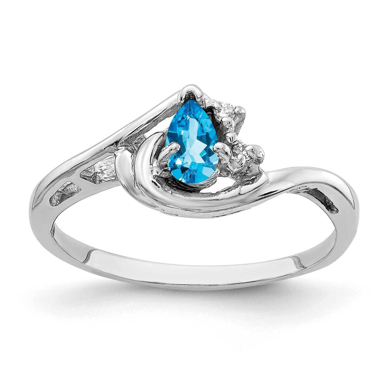 5x3mm Pear Blue Topaz Aa Diamond Ring 14k White Gold Y4628BT/AA, MPN: Y4628BT_AA, 883957466057