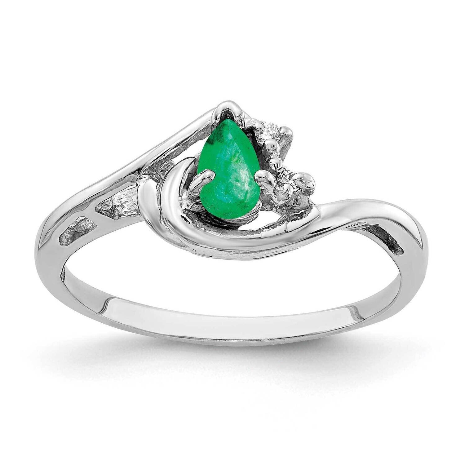 5x3mm Pear Emerald Aa Diamond Ring 14k White Gold Y4628E/AA