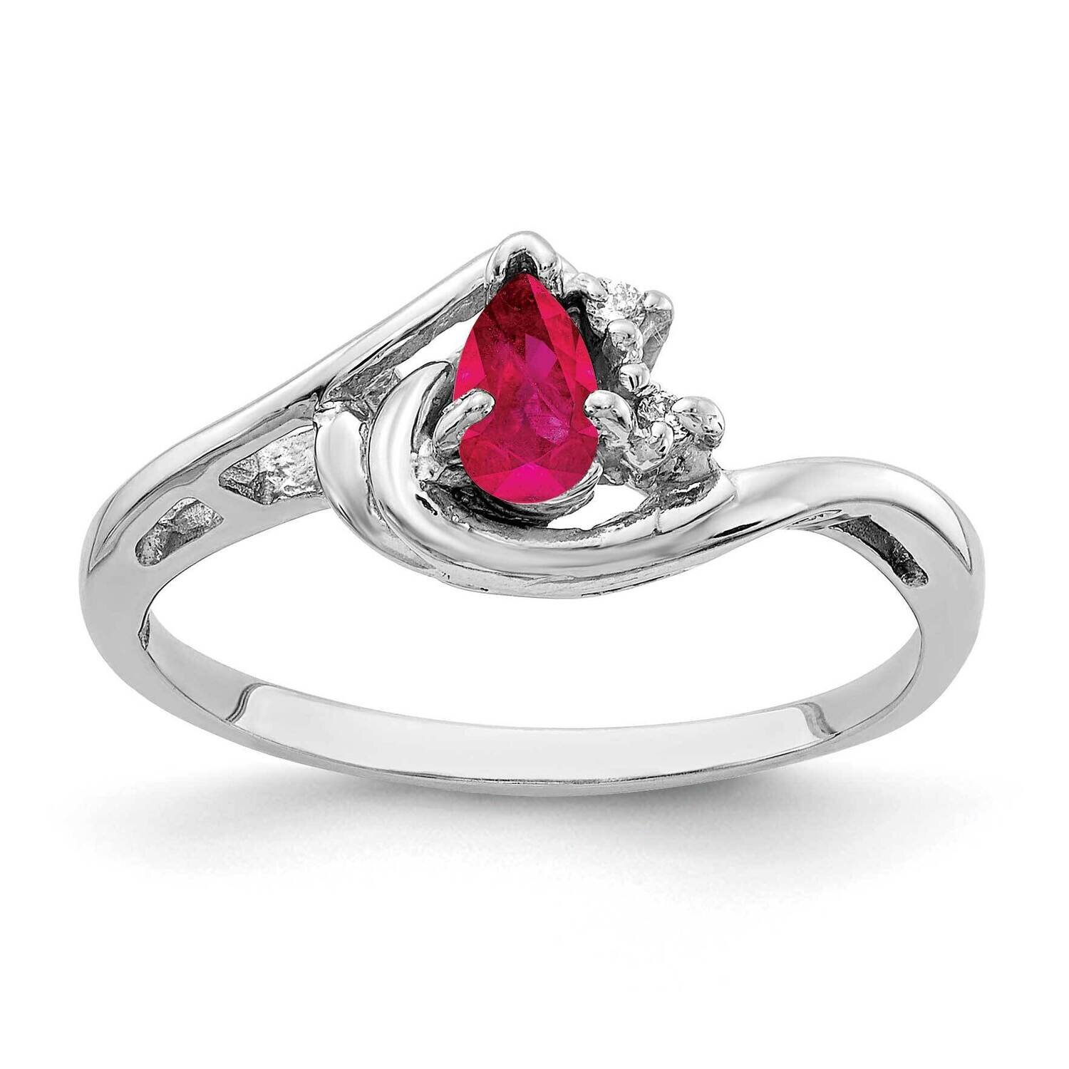 5x3mm Pear Ruby Aa Diamond Ring 14k White Gold Y4628R/AA, MPN: Y4628R_AA, 883957466408