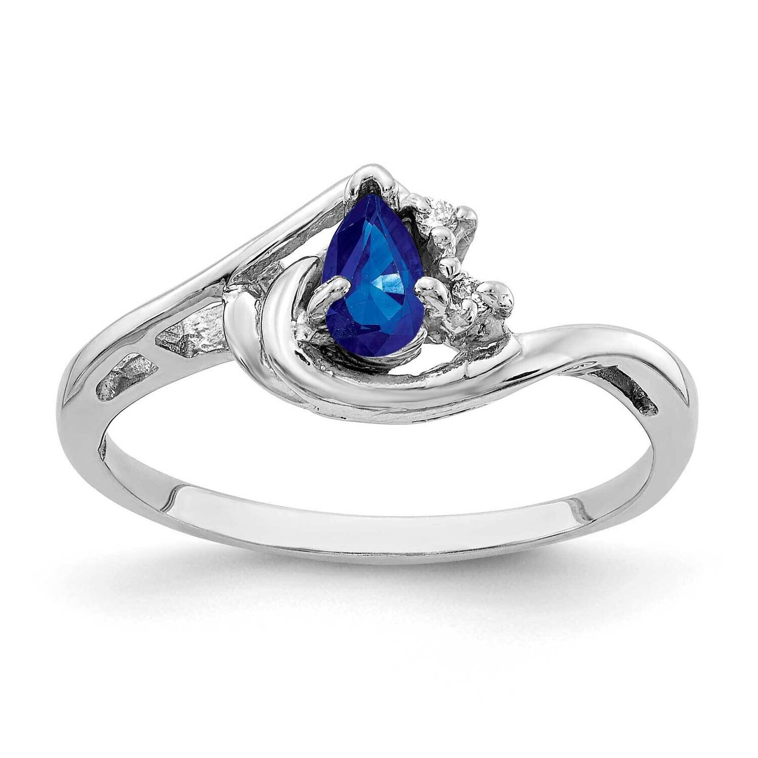 5x3mm Pear Sapphire Aa Diamond Ring 14k White Gold Y4628S/AA, MPN: Y4628S_AA, 883957466446