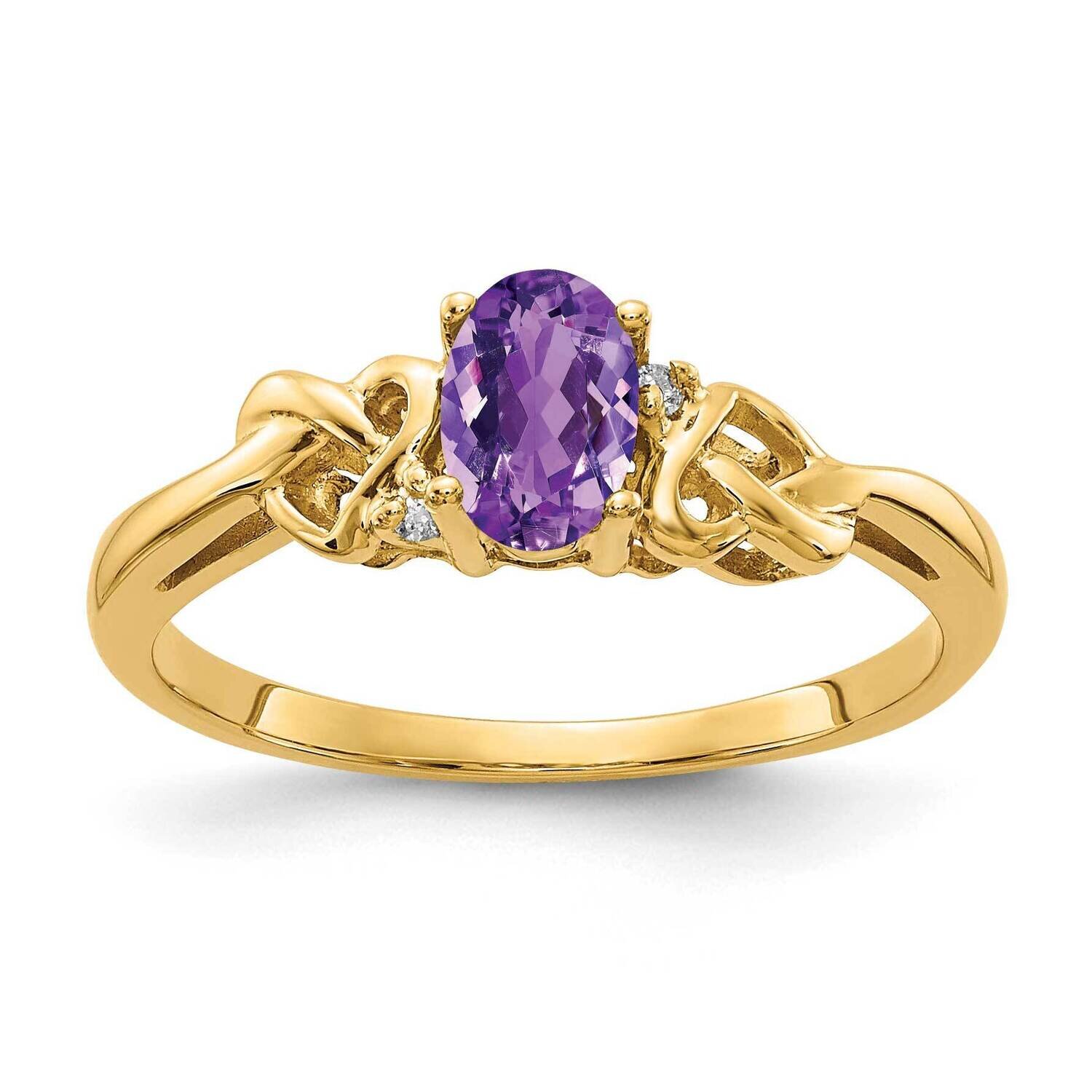 6x4mm Oval Amethyst Aa Diamond Ring 14k Gold Y4690AM/AA, MPN: Y4690AM_AA, 883957582313