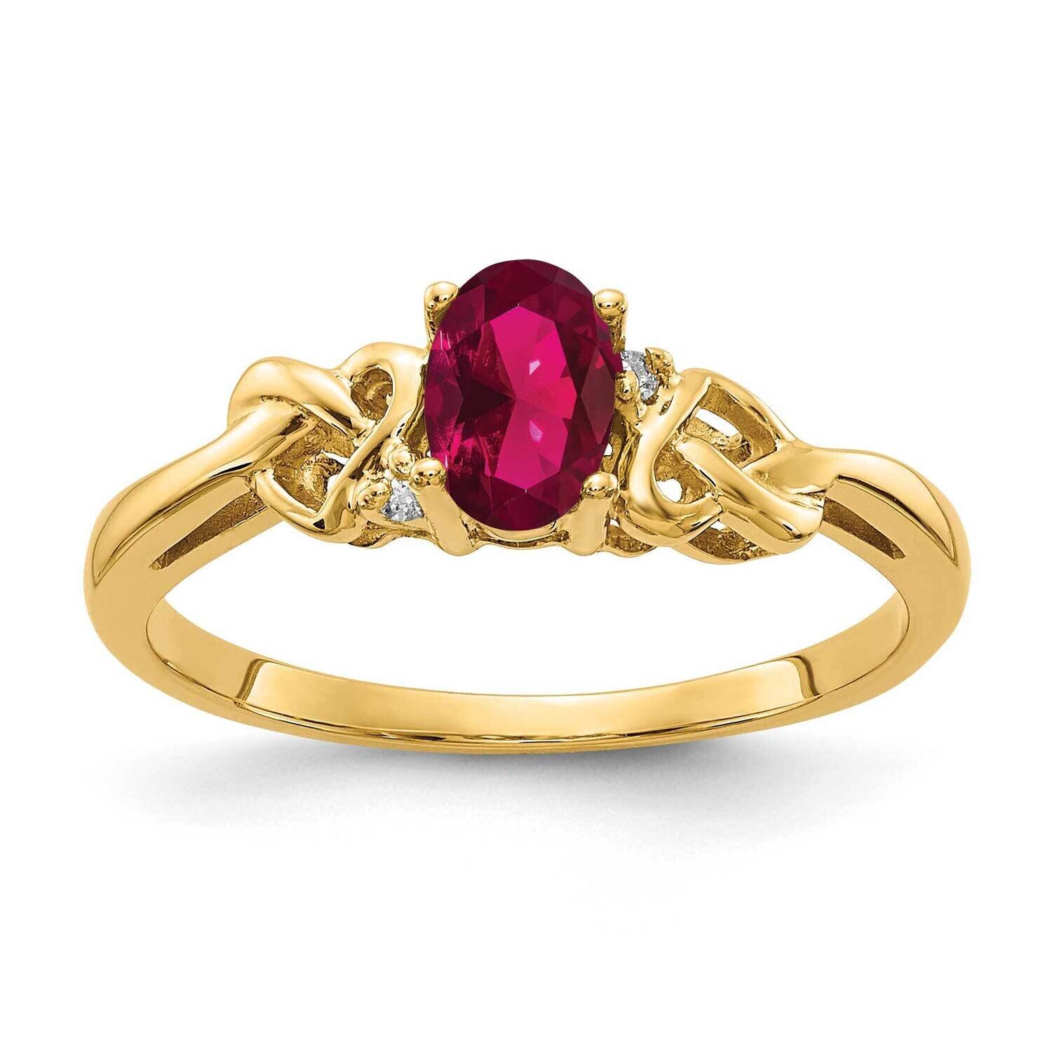 14K 6x4mm Oval Ruby Aa Diamond Ring Created Y4690CR/AA, MPN: Y4690CR_AA, 883957582580