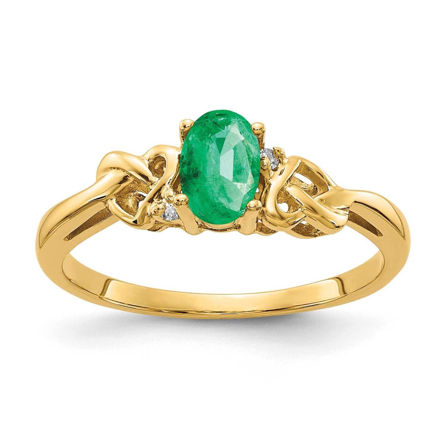 6x4mm Oval Emerald Aa Diamond Ring 14k Gold Y4690E/AA, MPN: Y4690E_AA, 883957582689