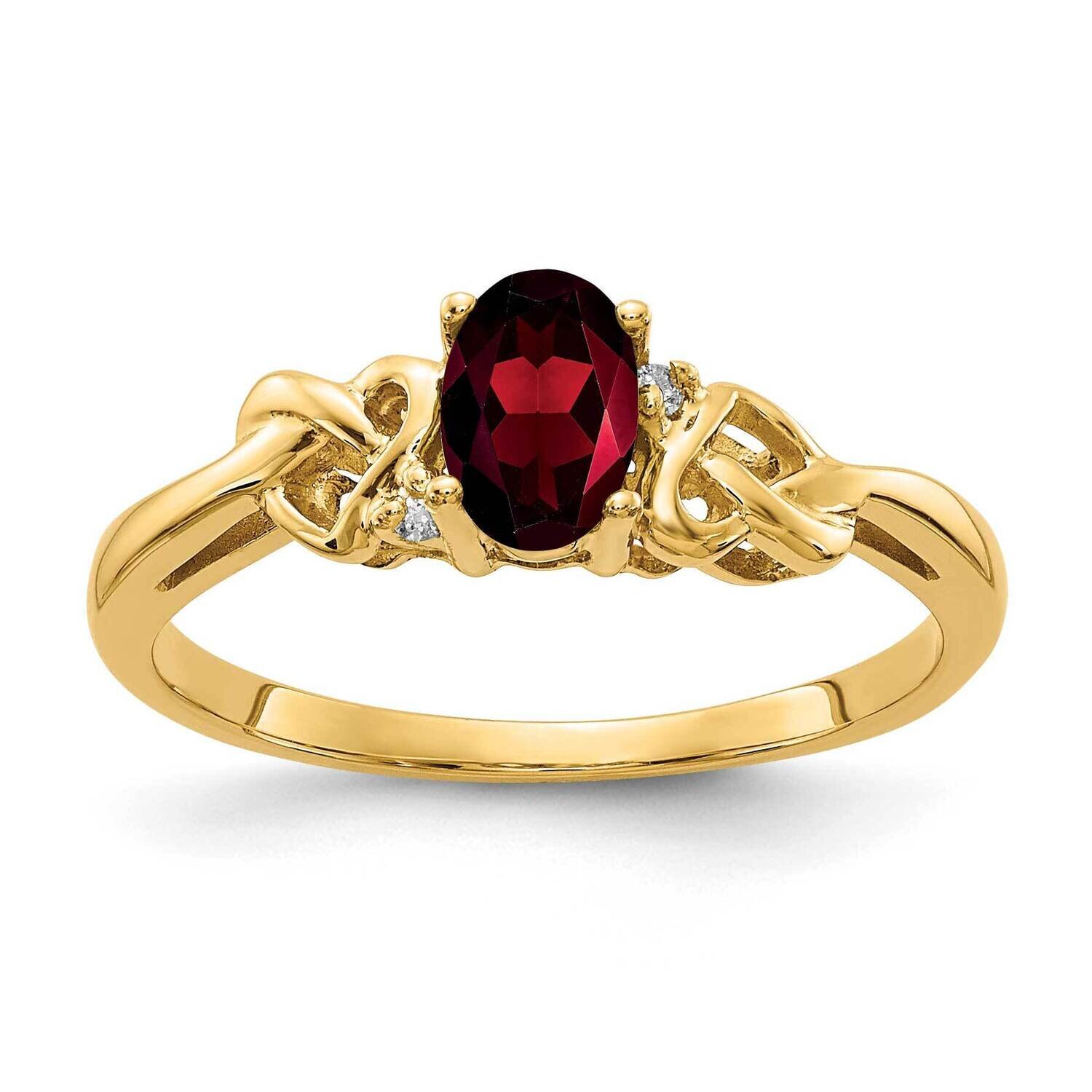 6x4mm Oval Garnet Aa Diamond Ring 14k Gold Y4690GA/AA, MPN: Y4690GA_AA, 883957582825