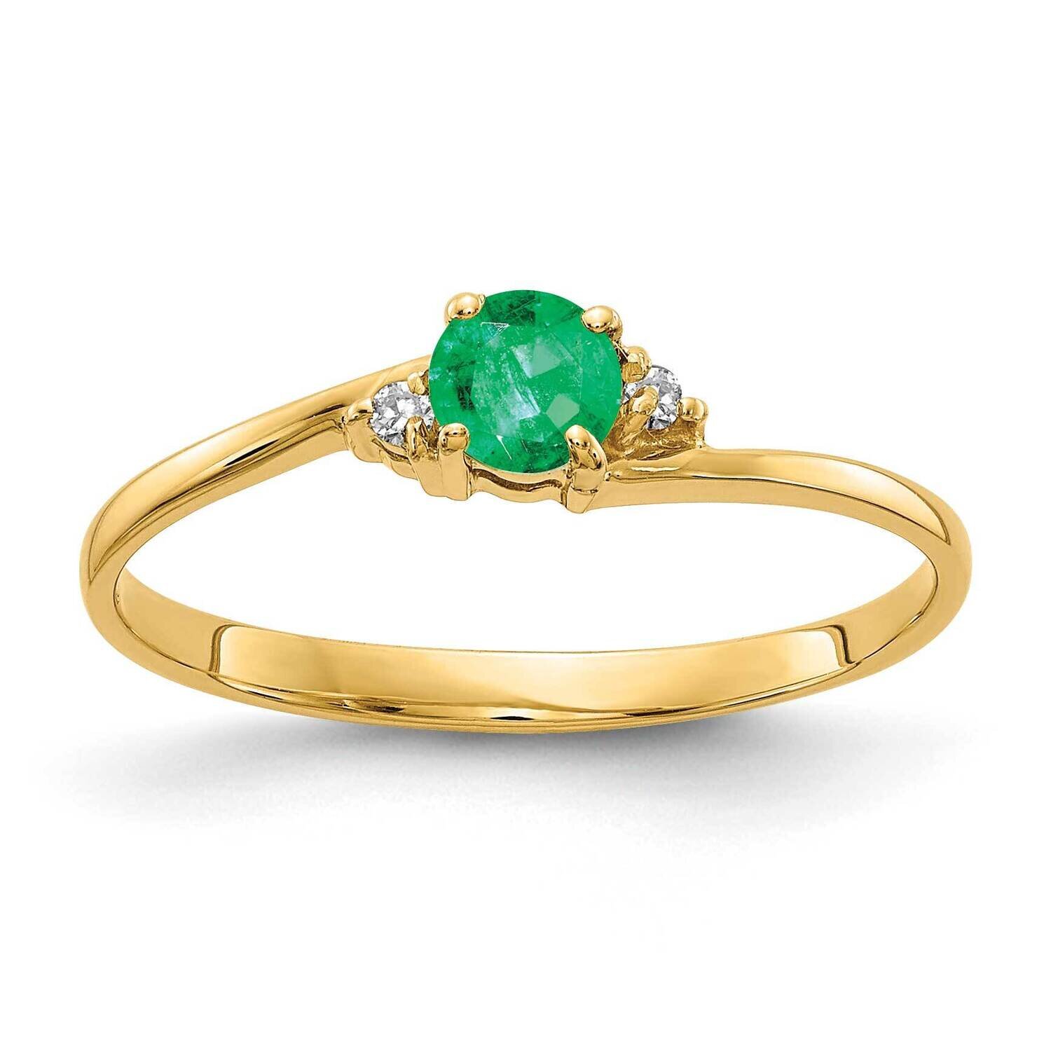4mm Emerald Aa Diamond Ring 14k Gold Y4712E/AA