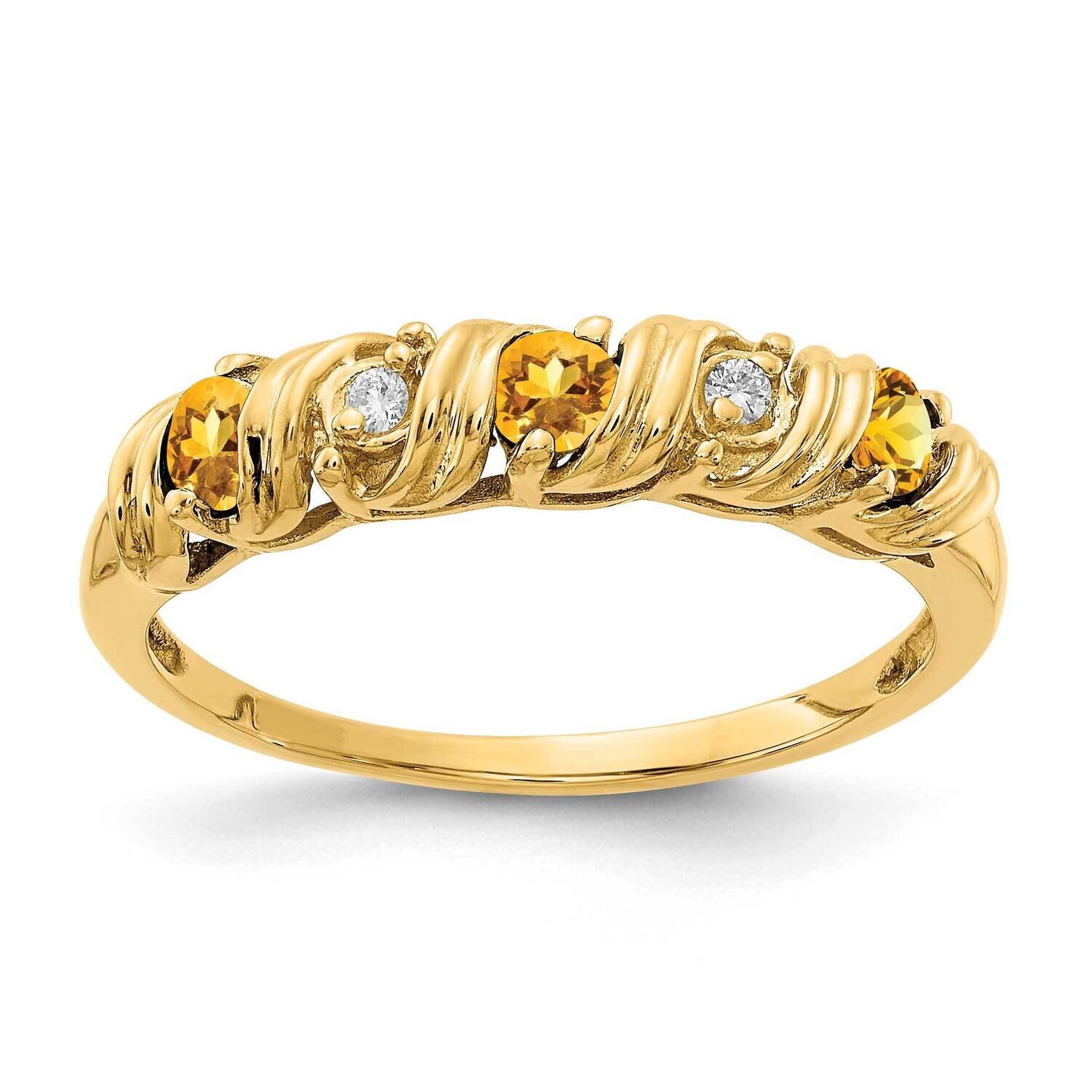 2.75mm Citrine Aa Diamond Ring 14k Gold Y4718CI/AA, MPN: Y4718CI_AA, 883957594316