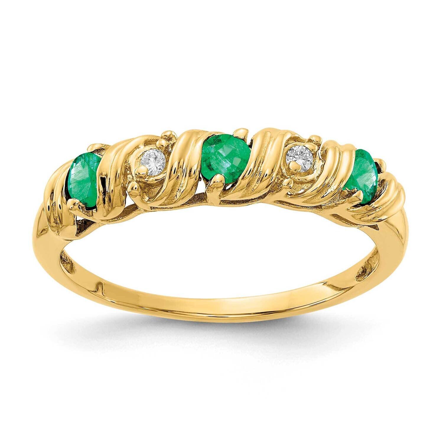 2.75mm Emerald Aa Diamond Ring 14k Gold Y4718E/AA