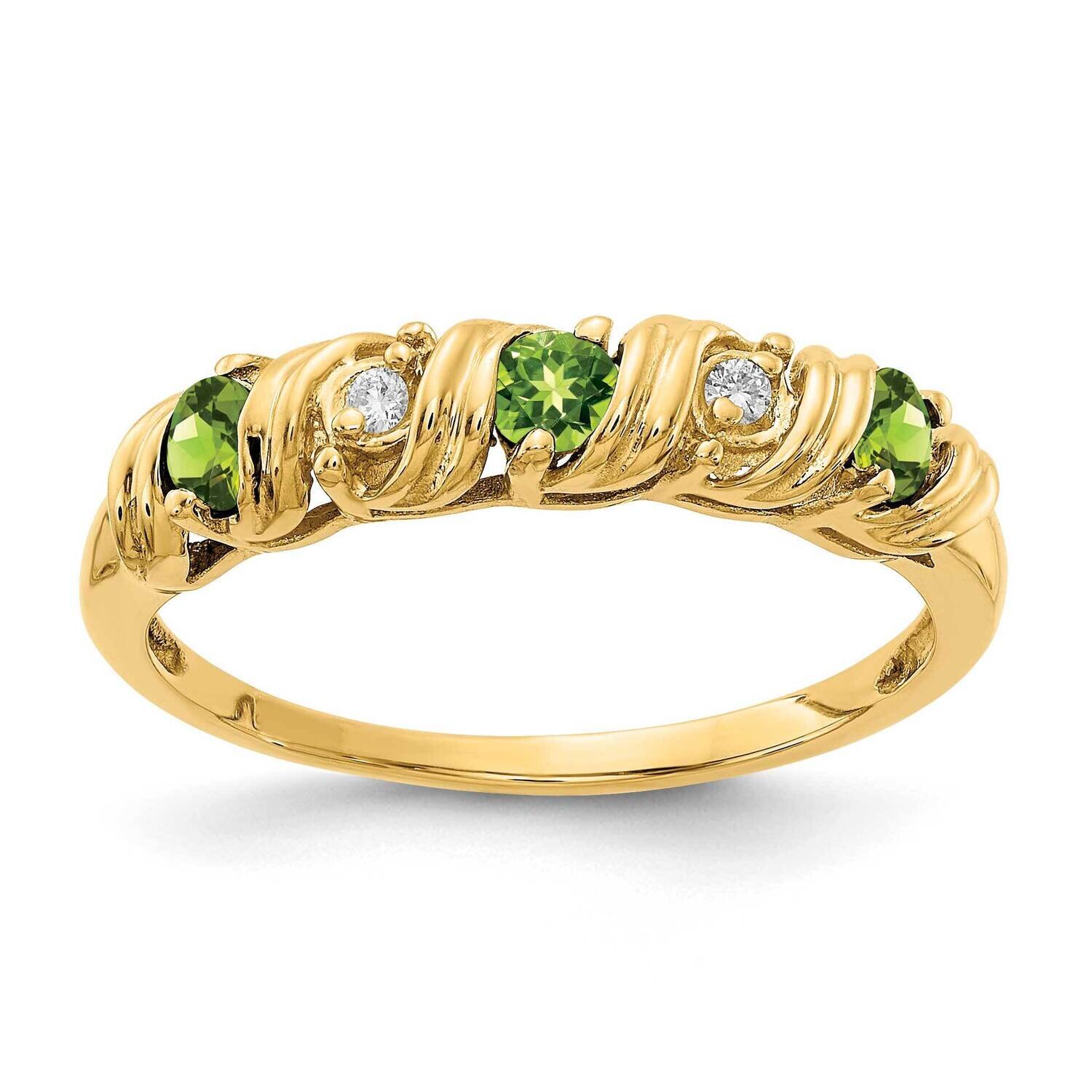 2.75mm Peridot Aa Diamond Ring 14k Gold Y4718PE/AA, MPN: Y4718PE_AA, 883957594477