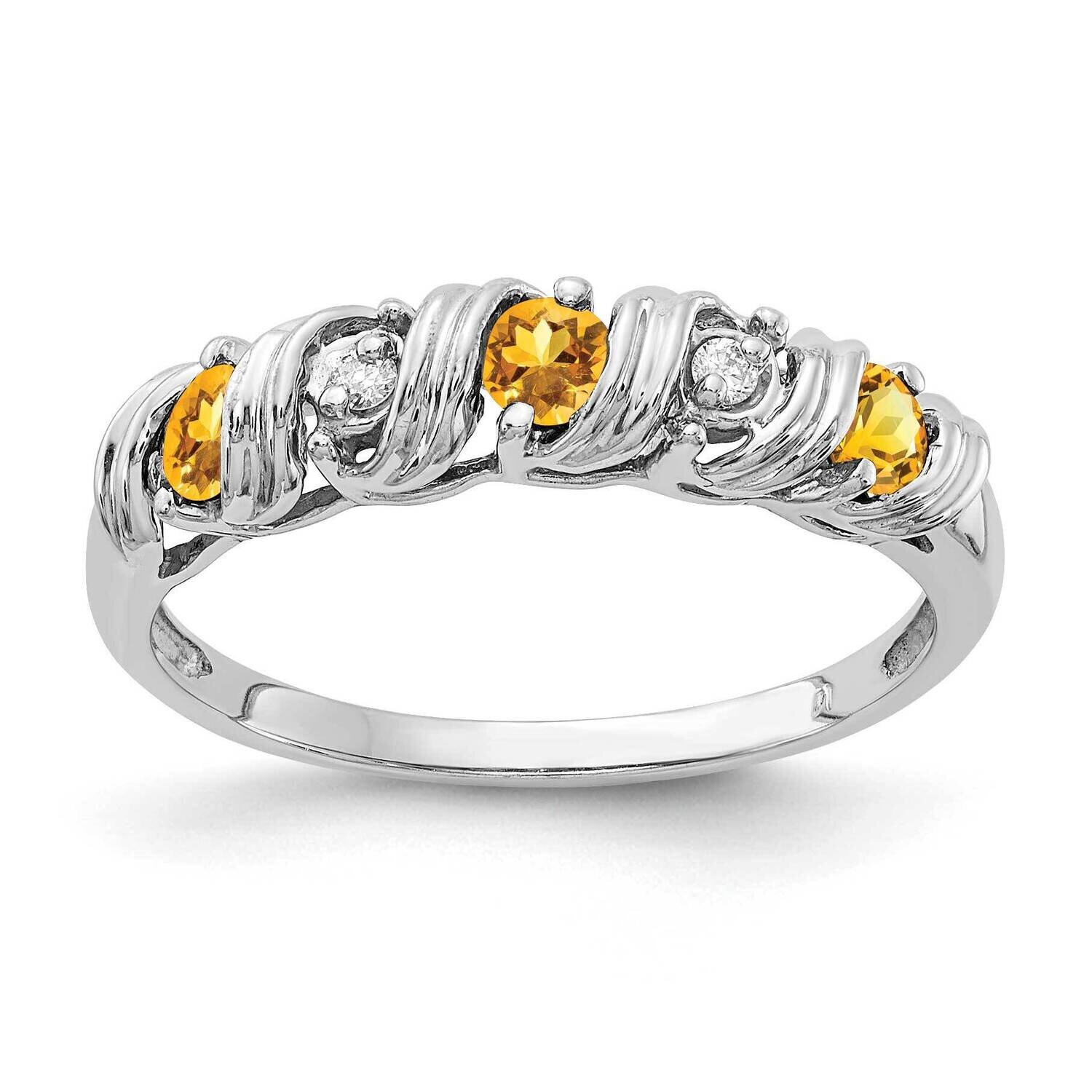 2.75mm Citrine Aa Diamond Ring 14k White Gold Y4719CI/AA, MPN: Y4719CI_AA, 883957600895