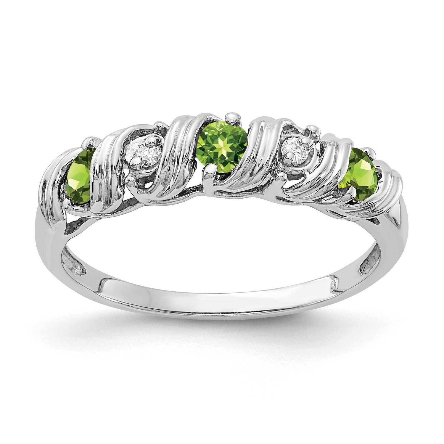 2.75mm Peridot Aa Diamond Ring 14k White Gold Y4719PE/AA, MPN: Y4719PE_AA, 883957601045