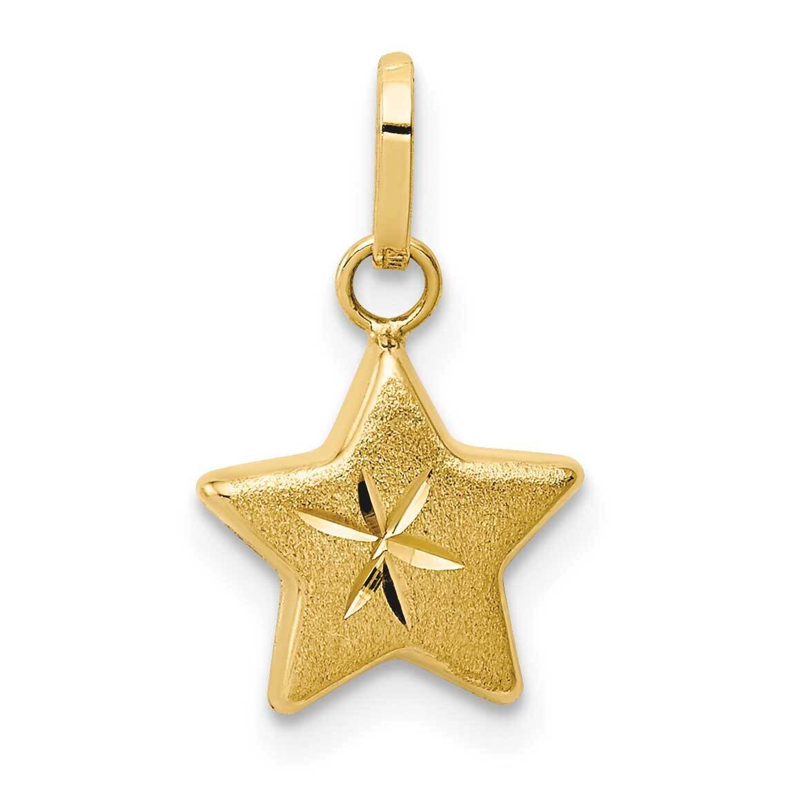 Reversible Diamond-Cut &amp; Satin Puffed Star Charm 14k Gold YC1389, MPN: YC1389, 191101903120