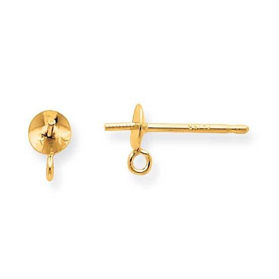 4mm Pearl Peg Cup with Ring Post Earring Mounting 14k Yellow Gold YG2668