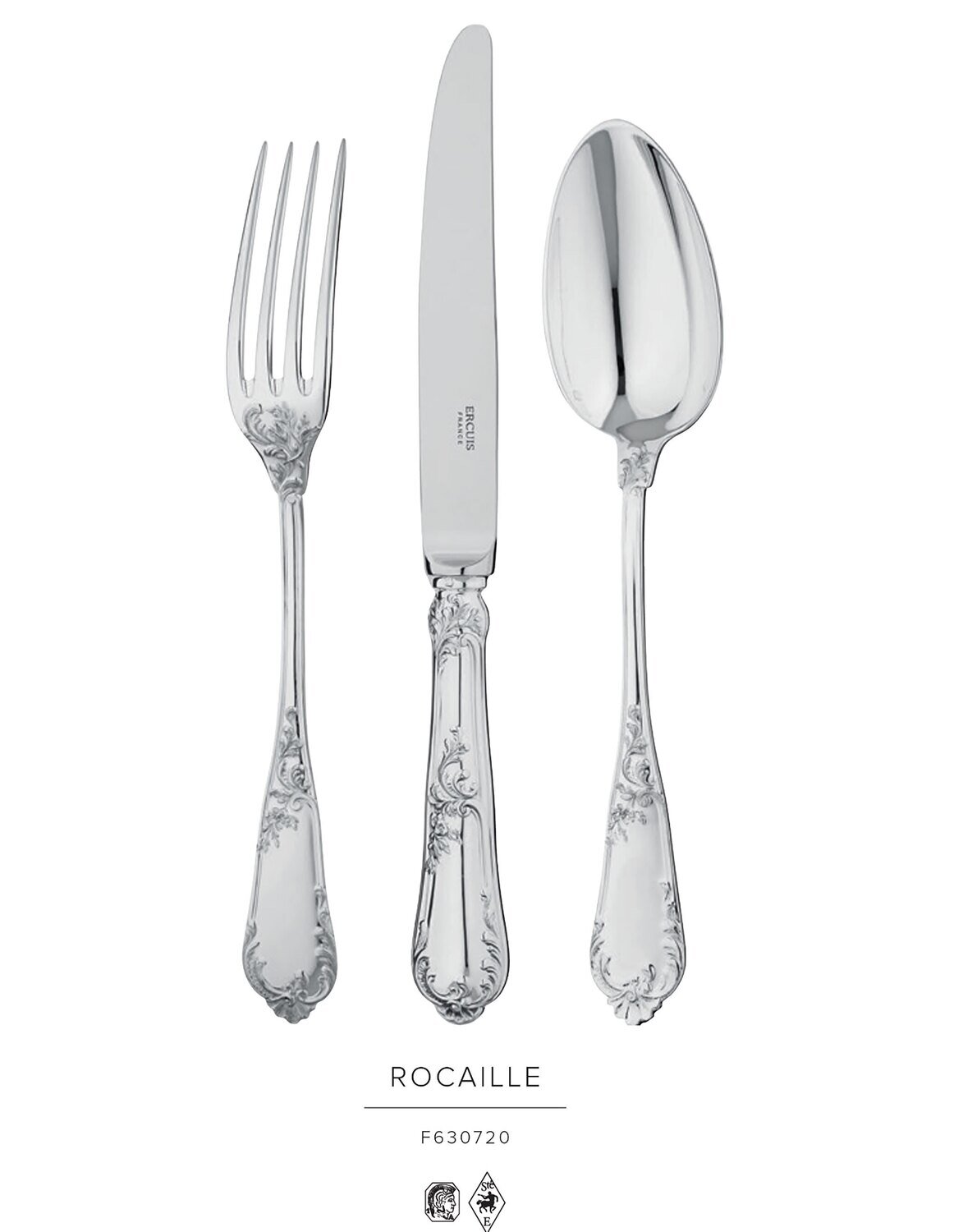 Ercuis Rocaille Children Flatware 3 Pieces In A Giftbox Sterling Silver F630720-CP