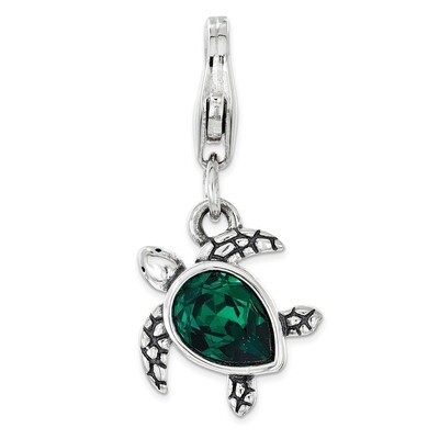 Green Swarovski Turtle Charm - Sterling Silver QCC1157 by Amore La Vita, MPN: QCC1157, 883957953878