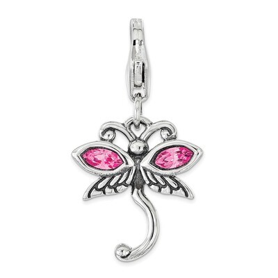 Pink Swarovski Dragonfly Charm - Sterling Silver QCC1158 by Amore La Vita, MPN: QCC1158, 8867740353…
