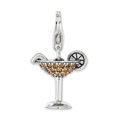 Yellow Swarovski Martini Glass Charm - Sterling Silver QCC1154 by Amore La Vita, MPN: QCC1154, 8867…