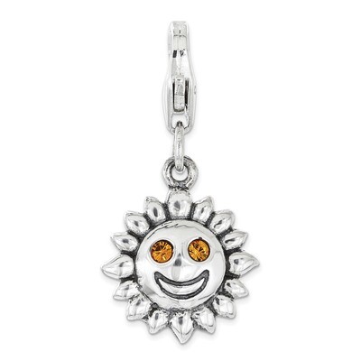 Yellow Swarovski Sun Charm - Sterling Silver QCC1161 by Amore La Vita, MPN: QCC1161, 886774040073