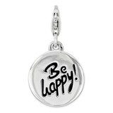 BE HAPPY Charm - Sterling Silver Polished QCC1174 by Amore La Vita, MPN: QCC1174, 883957851211