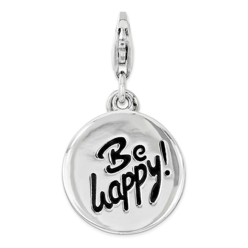 BE HAPPY Charm - Sterling Silver Polished QCC1174