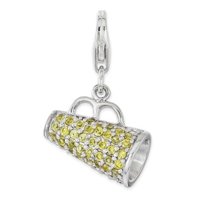 Yellow CZ 3D Megaphone Charm - Sterling Silver Polished QCC1178 by Amore La Vita, MPN: QCC1178, 883…