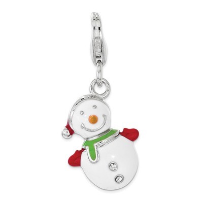 Swarovski 3D Snowman Charm - Sterling Silver Enameled QCC1201 by Amore La Vita, MPN: QCC1201, 88677…