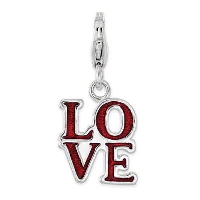 Red Enameled Love Charm - Sterling Silver QCC1182 by Amore La Vita, MPN: QCC1182, 886774100623