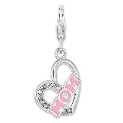 Swarovski Mom Heart Charm - Sterling Silver Enameled QCC1189 by Amore La Vita, MPN: QCC1189, 191101…