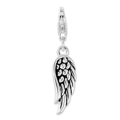 Oxidized 3D Wing Charm - Sterling Silver Polished QCC1218 by Amore La Vita, MPN: QCC1218, 886774080…