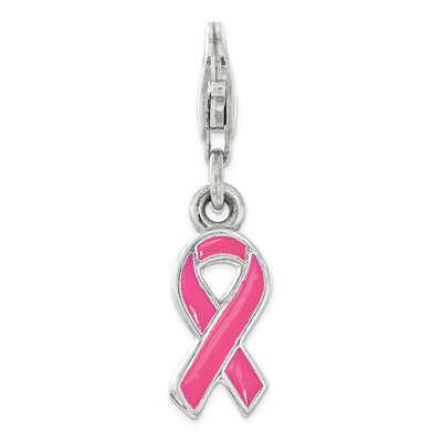 Pink Enameled Awareness Ribbon Charm - Sterling Silver QCC1209 by Amore La Vita, MPN: QCC1209, 1911…