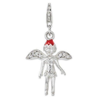 CZ 3D Fairy Charm - Sterling Silver Enameled QCC1212 by Amore La Vita, MPN: QCC1212, 883957953175