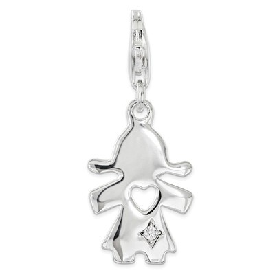 Polished with CZ Little Girl Charm - Sterling Silver QCC1221 by Amore La Vita, MPN: QCC1221, 886774…