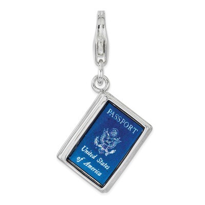 3D Passport Charm - Sterling Silver Enameled QCC1200 by Amore La Vita, MPN: QCC1200, 886774092843