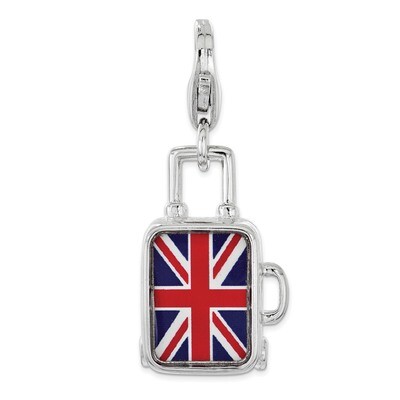 British Flag Suitcase Charm - Sterling Silver Enameled QCC1196 by Amore La Vita, MPN: QCC1196, 8867…