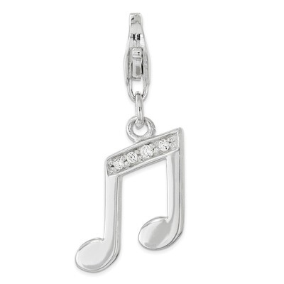 CZ Music Note Charm - Sterling Silver QCC1214 by Amore La Vita, MPN: QCC1214, 191101681264