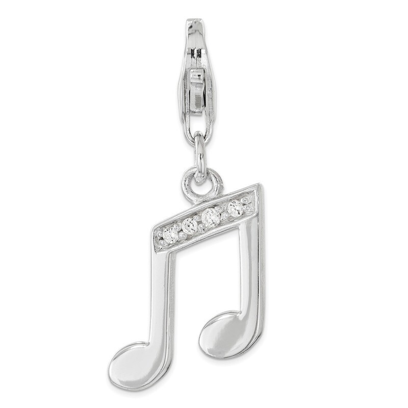 CZ Music Note Charm - Sterling Silver QCC1214