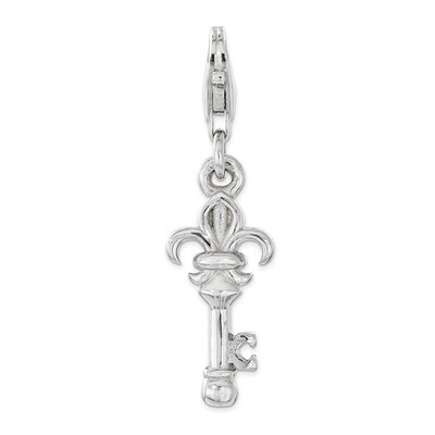 Fleur de Lis Key Charm - Sterling Silver Polished QCC1207 by Amore La Vita, MPN: QCC1207, 883957935…