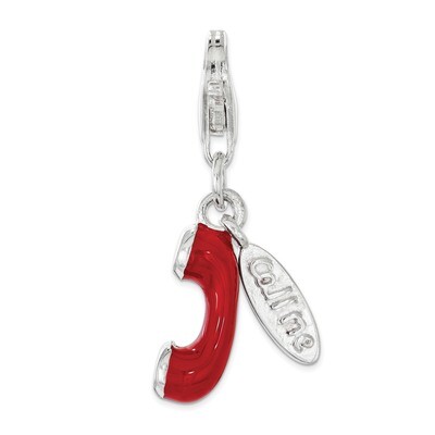 CALL ME 3D Phone Charm - Sterling Silver Enameled QCC1217 by Amore La Vita, MPN: QCC1217, 883957953…