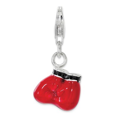Boxing Gloves Charm - Sterling Silver Polished Enamel QCC1234 by Amore La Vita, MPN: QCC1234, 88677…